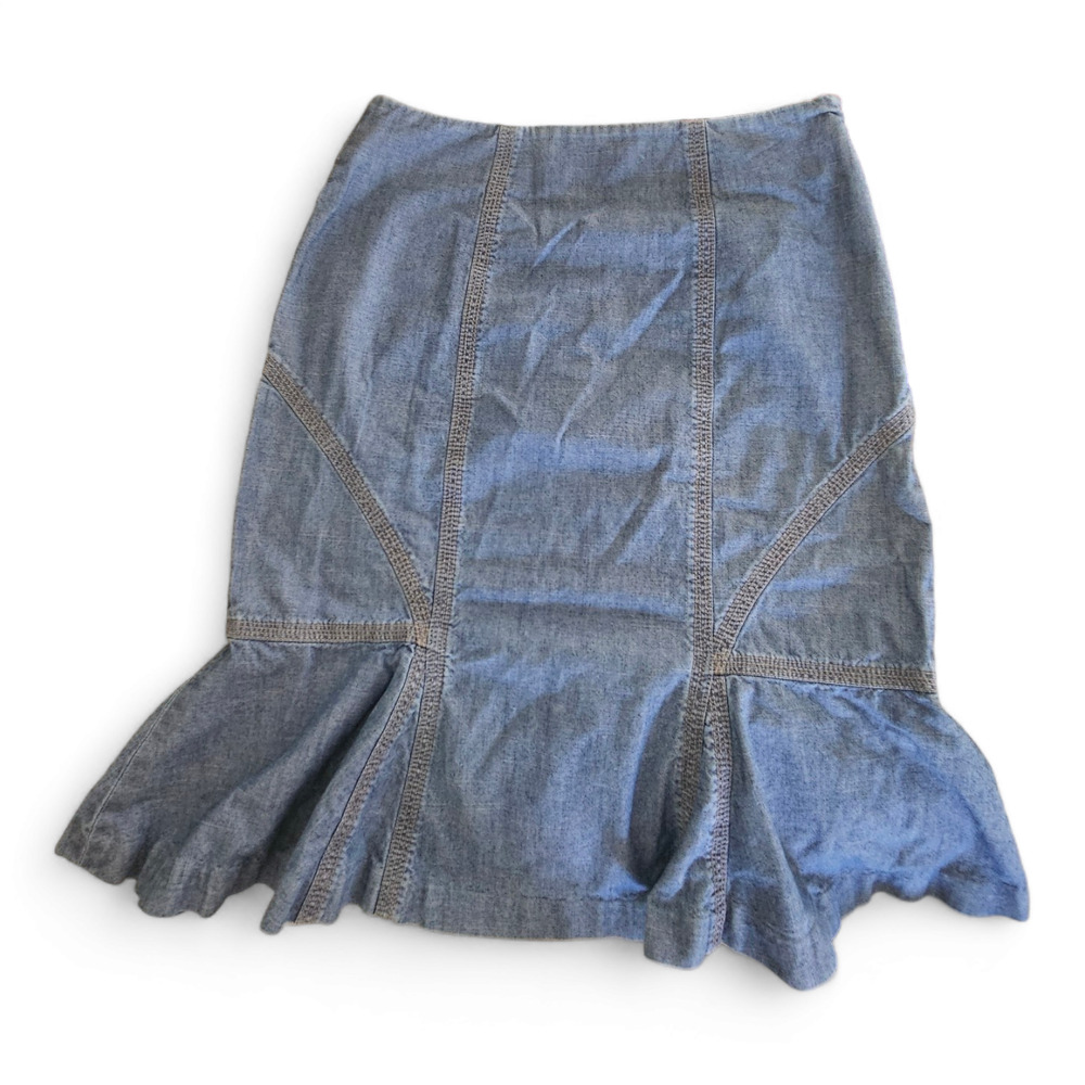 Harolds A-LINE Denim Skirt Released Flared Hem Size 2 (28") Side Zip